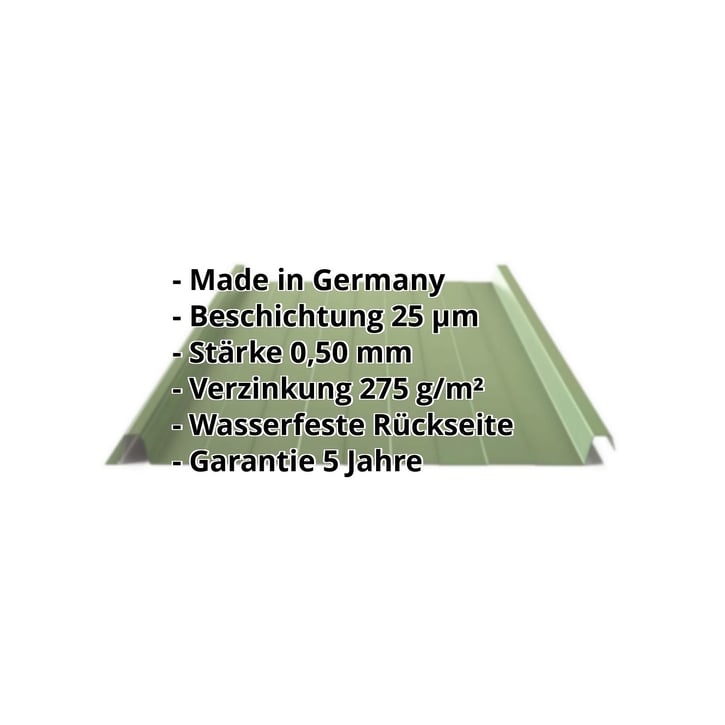 Stehfalzblech 33/500-LR | Dach | Stahl 0,50 mm | 25 µm Polyester | 6011 - Resedagrün #2