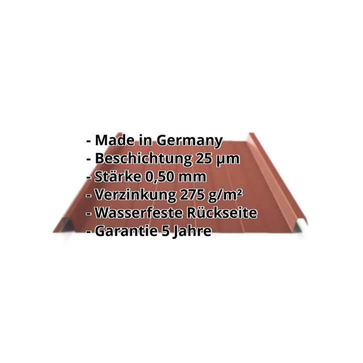 Stehfalzblech 33/500-LR | Dach | Stahl 0,50 mm | 25 µm Polyester | 8012 - Rotbraun #2