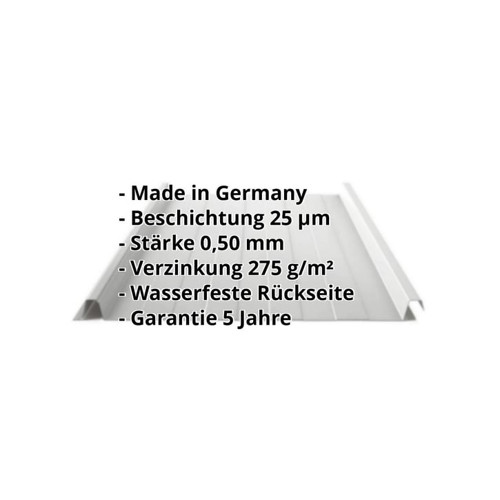 Stehfalzblech 33/500-LR | Dach | Stahl 0,50 mm | 25 µm Polyester | 9006 - Weißaluminium #2