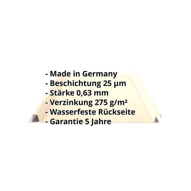 Stehfalzblech 33/500-LR | Dach | Stahl 0,63 mm | 25 µm Polyester | 1015 - Hellelfenbein #2