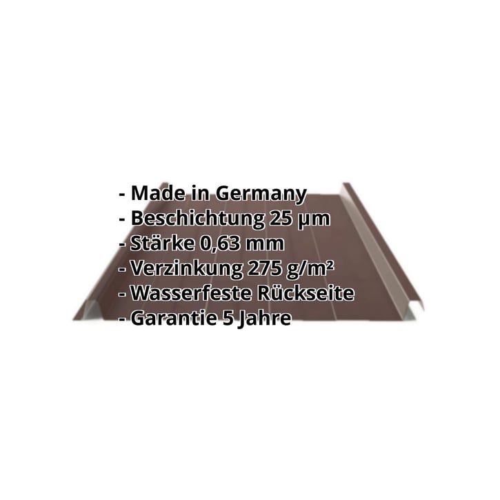 Stehfalzblech 33/500-LR | Dach | Stahl 0,63 mm | 25 µm Polyester | 8017 - Schokoladenbraun #2