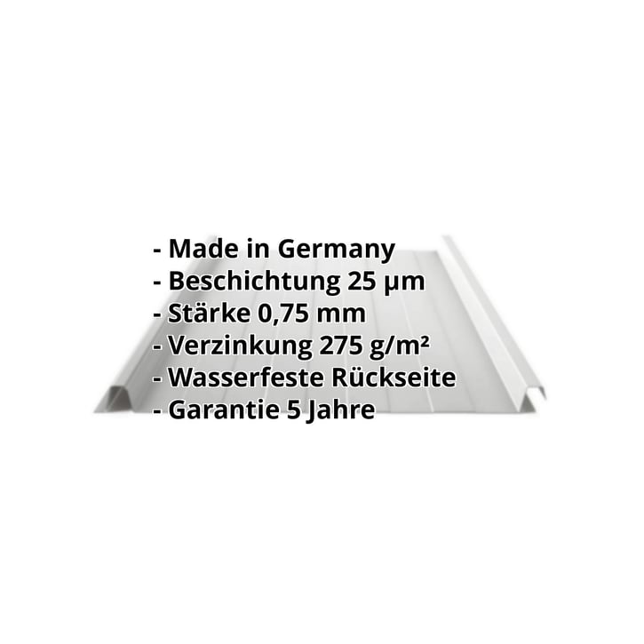 Stehfalzblech 33/500-LR | Dach | Stahl 0,75 mm | 25 µm Polyester | 9006 - Weißaluminium #2