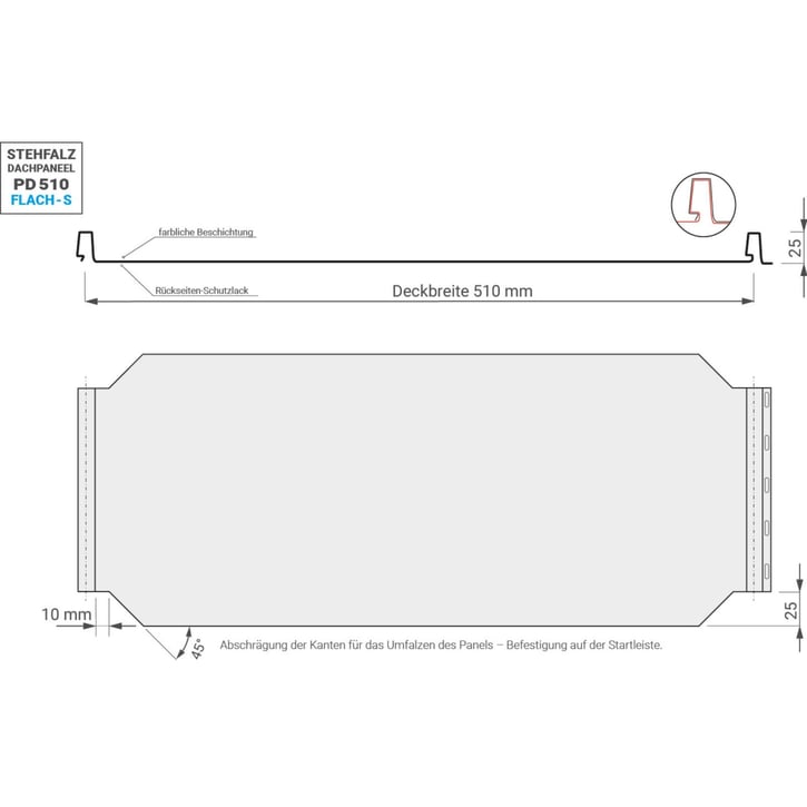 Stehfalzblech PD-510-S | Flach | Anti-Tropf 700 g/m² | Stahl 0,50 mm | 25 µm Polyester | 9007 - Graualuminium #3