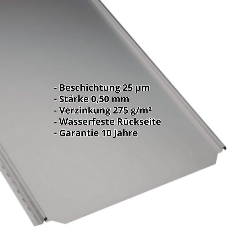 Stehfalzblech PD-510-S | Flach | Stahl 0,50 mm | 25 µm Polyester | 9007 - Graualuminium #2