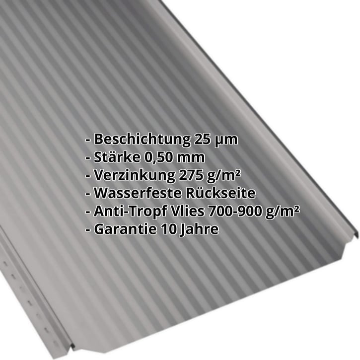 Stehfalzblech PD-510-S | Mikro | Anti-Tropf 700 g/m² | Stahl 0,50 mm | 25 µm Polyester | 9007 - Graualuminium #2