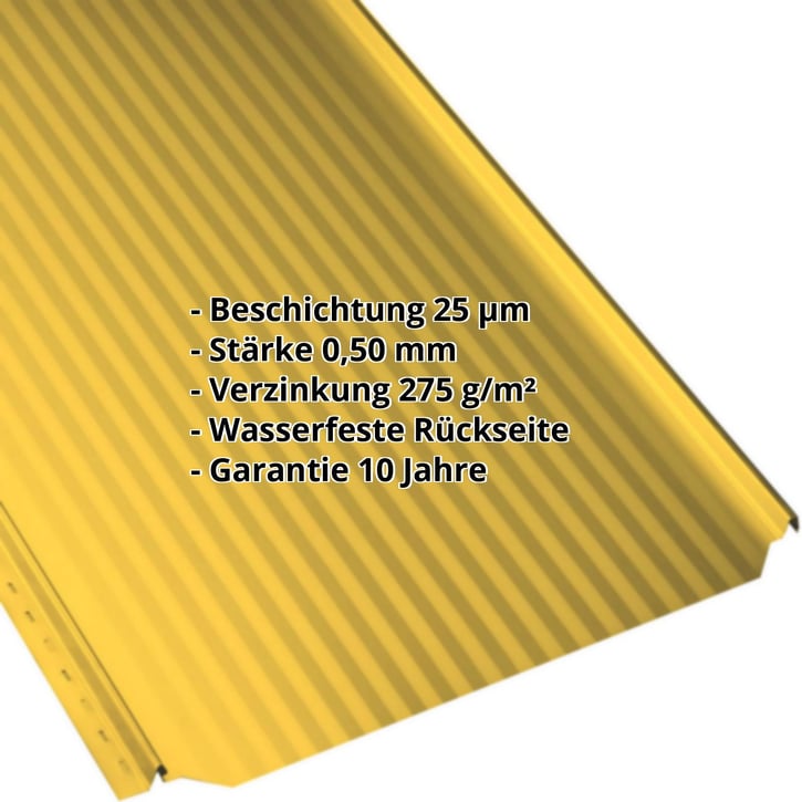 Stehfalzblech PD-510-S | Mikro | Stahl 0,50 mm | 25 µm Polyester | 1021 - Rapsgelb #2