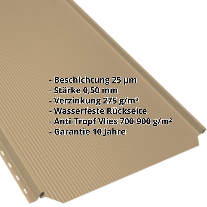 Stehfalzblech PD-510-S | Nano | Anti-Tropf 700 g/m² | Stahl 0,50 mm | 25 µm Polyester | 1002 - Sandgelb #2