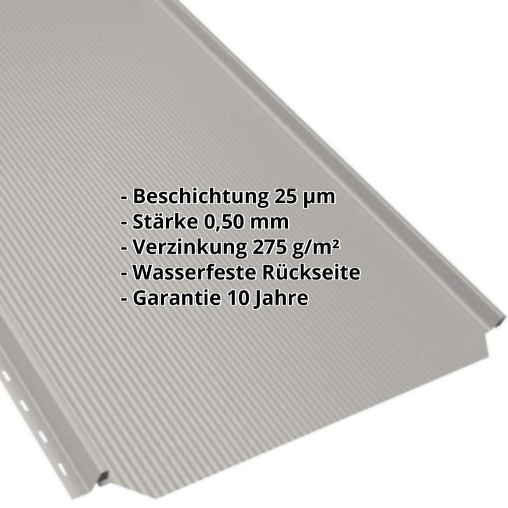 Stehfalzblech PD-510-S | Nano | Stahl 0,50 mm | 25 µm Polyester | 9002 - Grauweiß #2