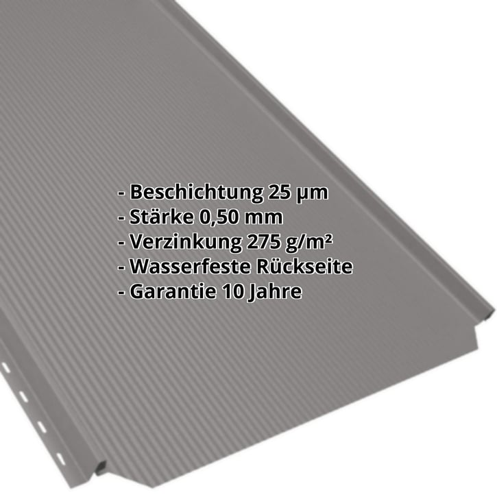 Stehfalzblech PD-510-S | Nano | Stahl 0,50 mm | 25 µm Polyester | 9007 - Graualuminium #2