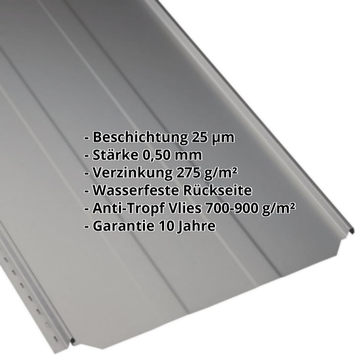 Stehfalzblech PD-510-S | Trapez | Anti-Tropf 700 g/m² | Stahl 0,50 mm | 25 µm Polyester | 9007 - Graualuminium #2