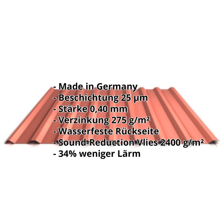 Trapezblech 20/1100 | Dach | Anti-Tropf 2400 g/m² | Sonderposten | Stahl 0,40 mm | 25 µm Polyester | 8004 - Kupferbraun #2