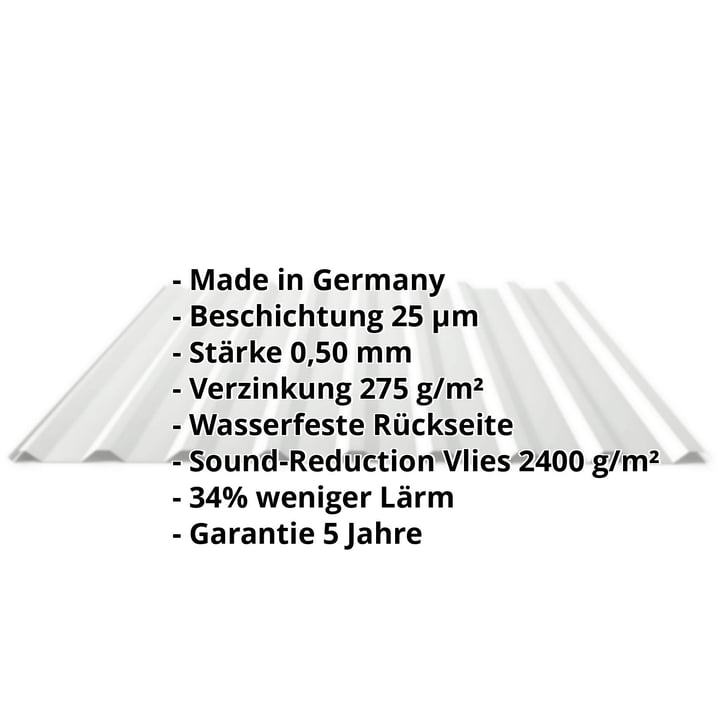 Trapezblech 20/1100 | Dach | Anti-Tropf 2400 g/m² | Stahl 0,50 mm | 25 µm Polyester | 7035 - Lichtgrau #2