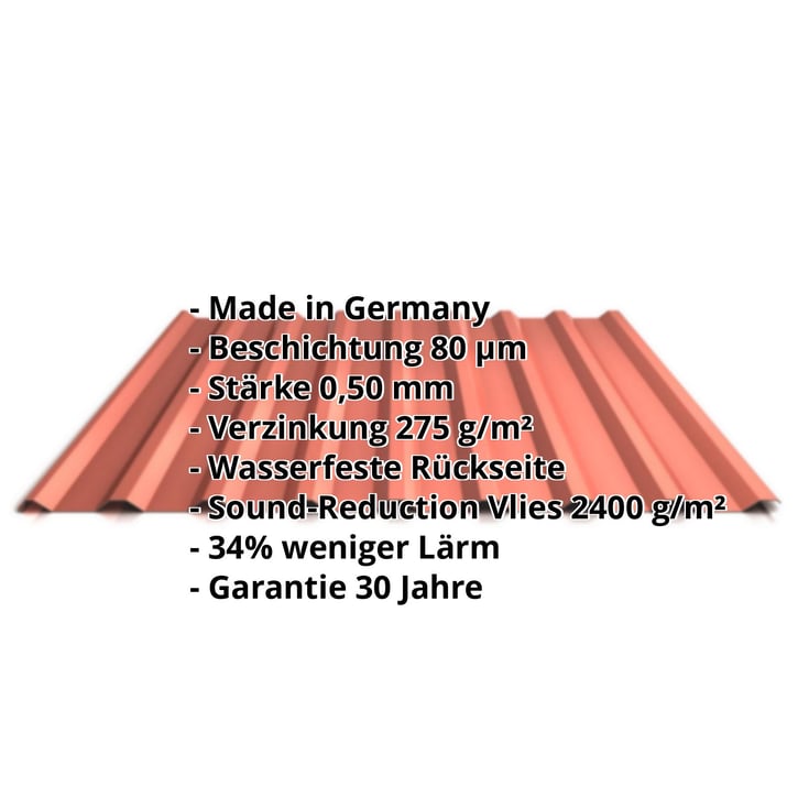 Trapezblech 20/1100 | Dach | Anti-Tropf 2400 g/m² | Stahl 0,50 mm | 80 µm Shimoco | 8004 - Kupferbraun #2