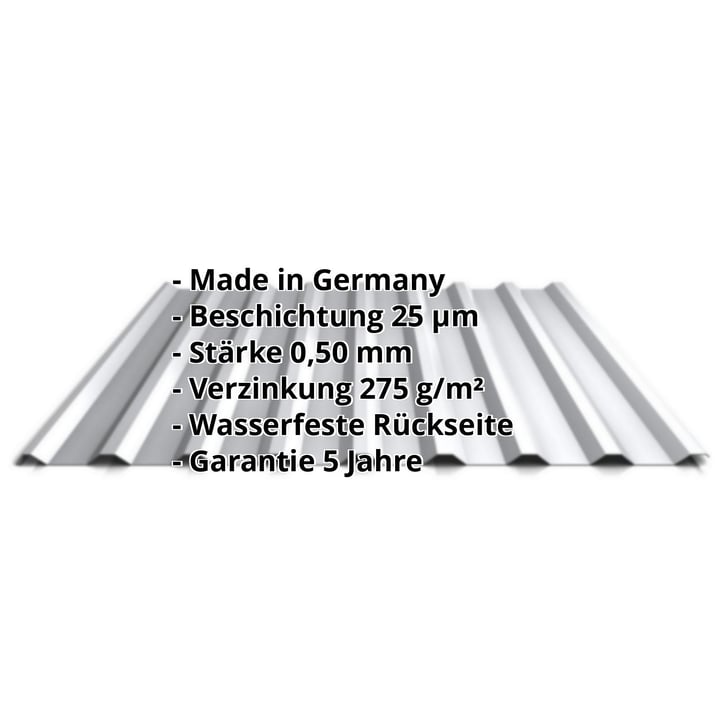 Trapezblech 20/1100 | Dach | Stahl 0,50 mm | 25 µm Polyester | 9006 - Weißaluminium #2