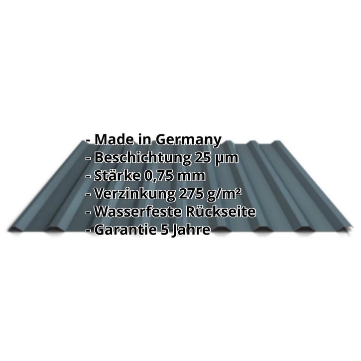 Trapezblech 20/1100 | Dach | Stahl 0,75 mm | 25 µm Polyester | 7016 - Anthrazitgrau #2