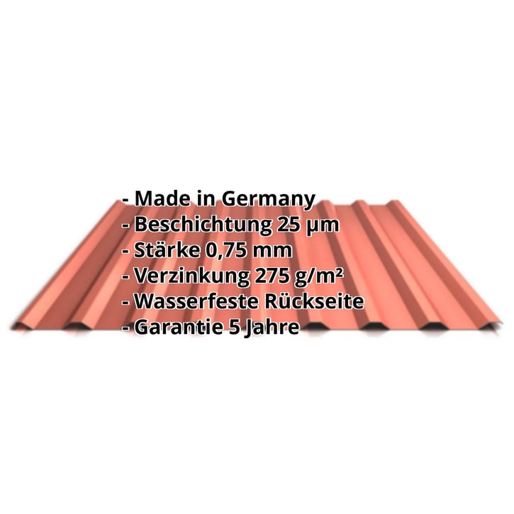 Trapezblech 20/1100 | Dach | Stahl 0,75 mm | 25 µm Polyester | 8004 - Kupferbraun #2