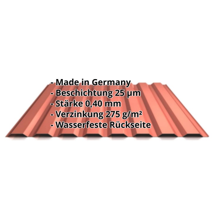 Trapezblech 20/1100 | Wand | Sonderposten | Stahl 0,40 mm | 25 µm Polyester | 8004 - Kupferbraun #2