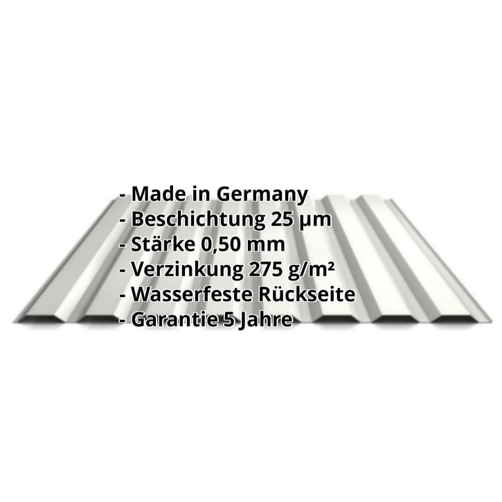 Trapezblech 20/1100 | Wand | Stahl 0,50 mm | 25 µm Polyester | 9002 - Grauweiß #2