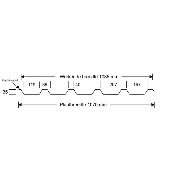 Trapezblech 35/207 | Dach | Anti-Tropf 1000 g/m² | Stahl 0,75 mm | 60 µm Puramid | 7016 - Anthrazitgrau #9