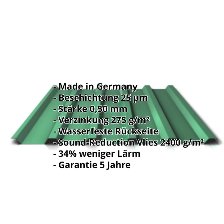 Trapezblech 35/207 | Dach | Anti-Tropf 2400 g/m² | Stahl 0,50 mm | 25 µm Polyester | 6002 - Laubgrün #2