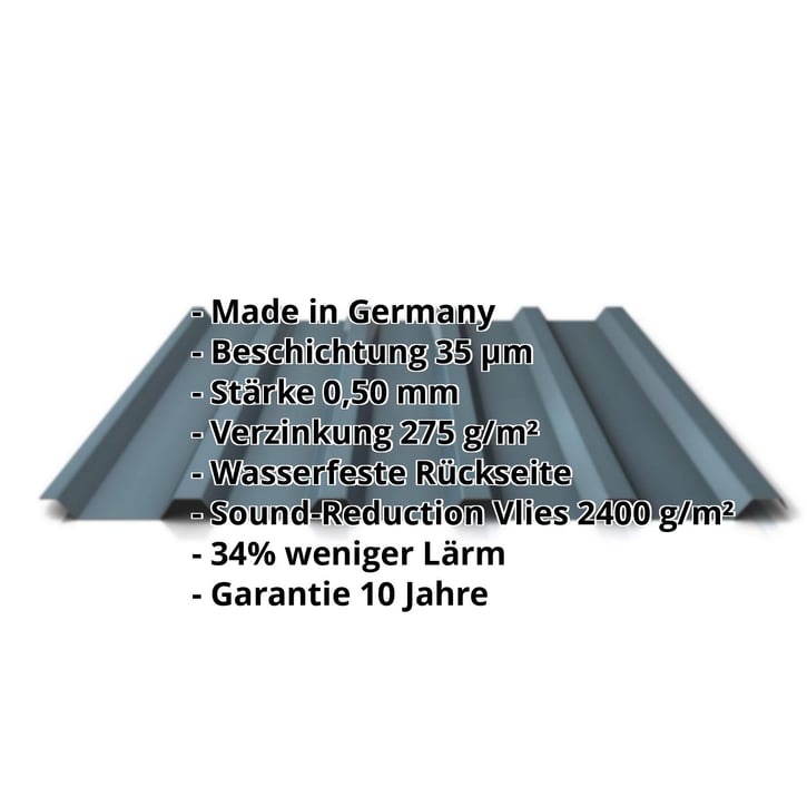 Trapezblech 35/207 | Dach | Anti-Tropf 2400 g/m² | Stahl 0,50 mm | 35 µm Mattpolyester | 23 - Dunkelgrau #2