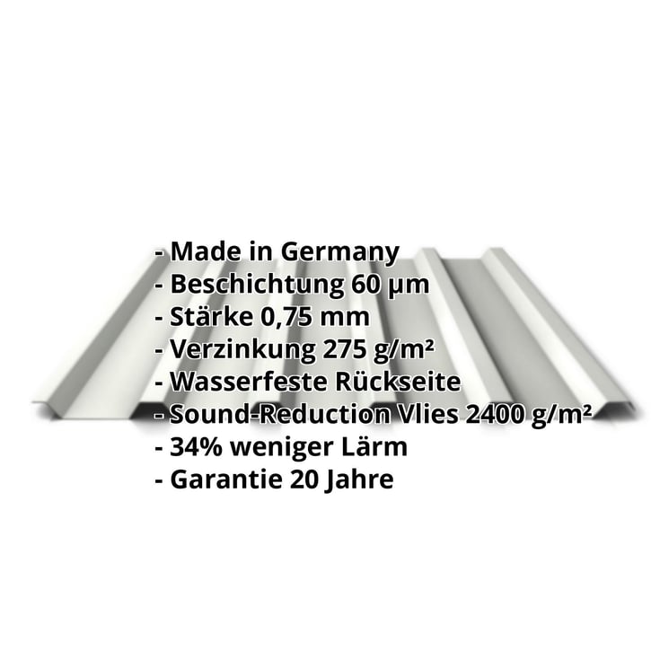 Trapezblech 35/207 | Dach | Anti-Tropf 2400 g/m² | Stahl 0,75 mm | 60 µm Puramid | 9002 - Grauweiß #2