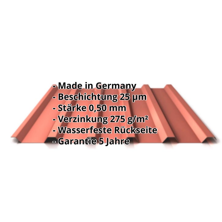Trapezblech 35/207 | Dach | Stahl 0,50 mm | 25 µm Polyester | 8004 - Kupferbraun #2