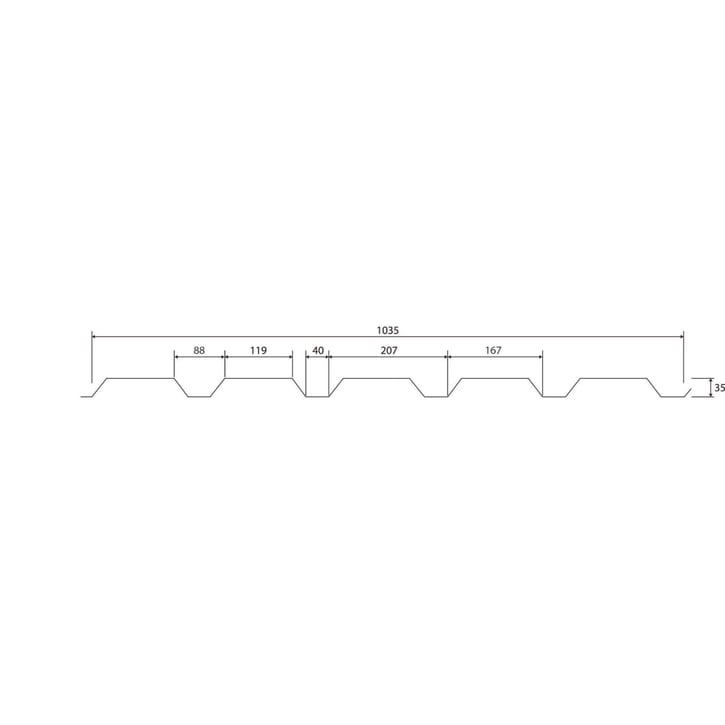 Trapezblech 35/207 | Wand | Aktionsblech | Stahl 0,75 mm | 25 µm Polyester | 9006 - Weißaluminium #6
