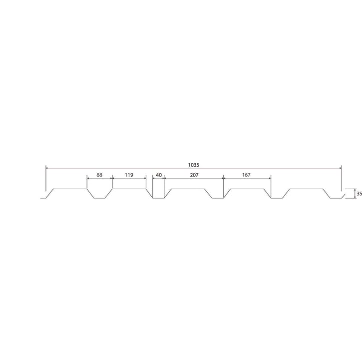 Trapezblech 35/207 | Wand | Stahl 0,50 mm | 25 µm Polyester | 1015 - Hellelfenbein #6