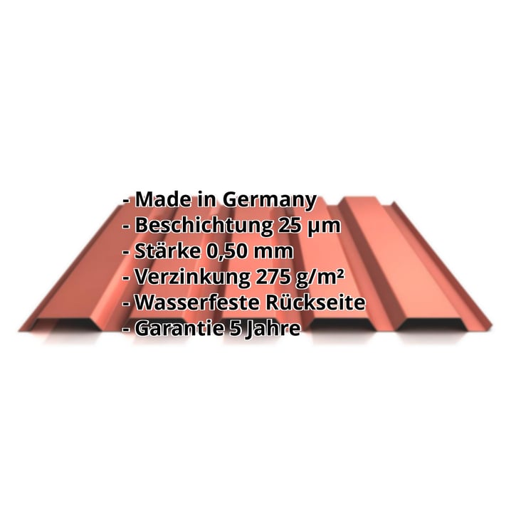 Trapezblech 35/207 | Wand | Stahl 0,50 mm | 25 µm Polyester | 8004 - Kupferbraun #2