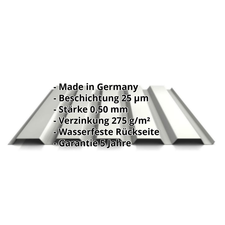Trapezblech 35/207 | Wand | Stahl 0,50 mm | 25 µm Polyester | 9002 - Grauweiß #2