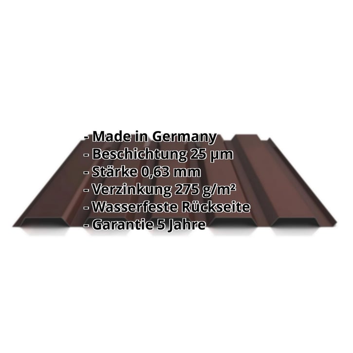 Trapezblech 35/207 | Wand | Stahl 0,63 mm | 25 µm Polyester | 8017 - Schokoladenbraun #2