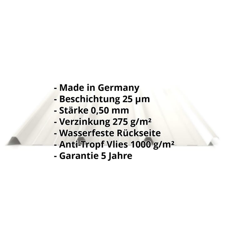 Trapezblech 45/333 | Dach | Anti-Tropf 1000 g/m² | Stahl 0,50 mm | 25 µm Polyester | 9002 - Grauweiß #2