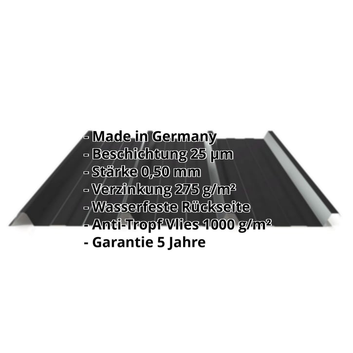Trapezblech 45/333 | Dach | Anti-Tropf 1000 g/m² | Stahl 0,50 mm | 25 µm Polyester | 9005 - Tiefschwarz #2