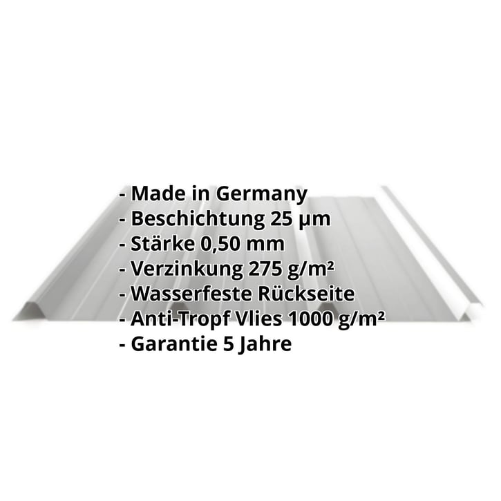 Trapezblech 45/333 | Dach | Anti-Tropf 1000 g/m² | Stahl 0,50 mm | 25 µm Polyester | 9006 - Weißaluminium #2