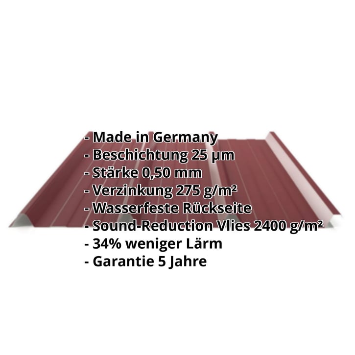 Trapezblech 45/333 | Dach | Anti-Tropf 2400 g/m² | Stahl 0,50 mm | 25 µm Polyester | 3005 - Weinrot #2