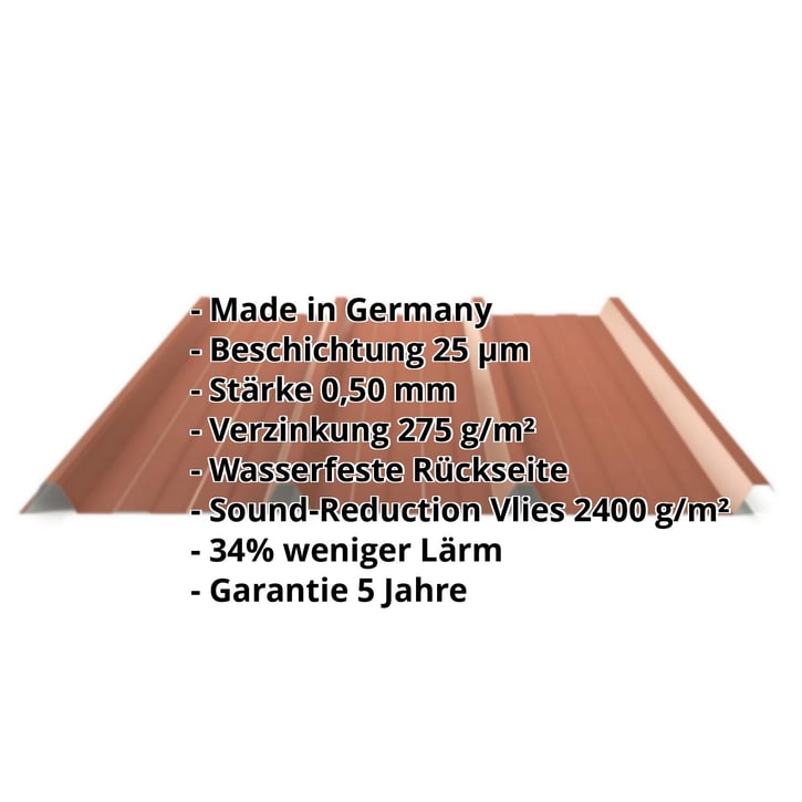 Trapezblech 45/333 | Dach | Anti-Tropf 2400 g/m² | Stahl 0,50 mm | 25 µm Polyester | 8004 - Kupferbraun #2