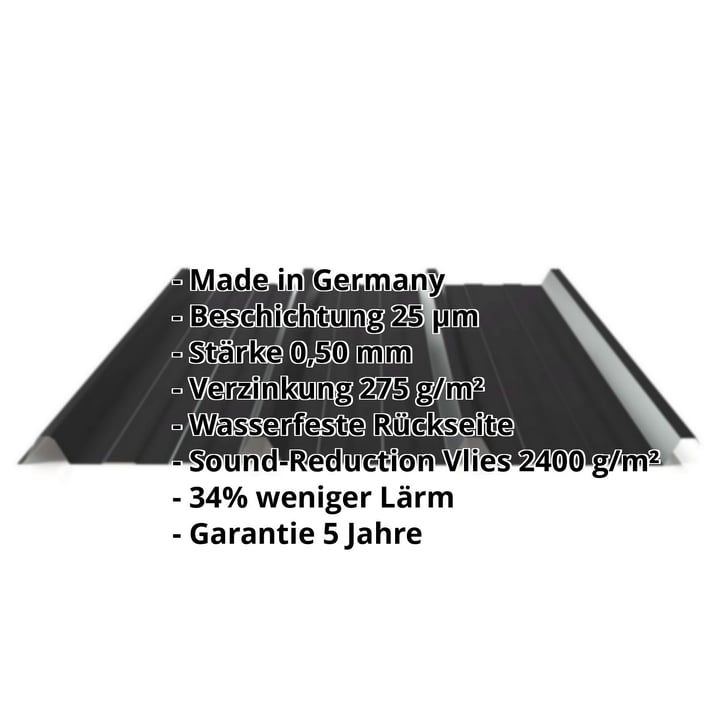 Trapezblech 45/333 | Dach | Anti-Tropf 2400 g/m² | Stahl 0,50 mm | 25 µm Polyester | 9005 - Tiefschwarz #2