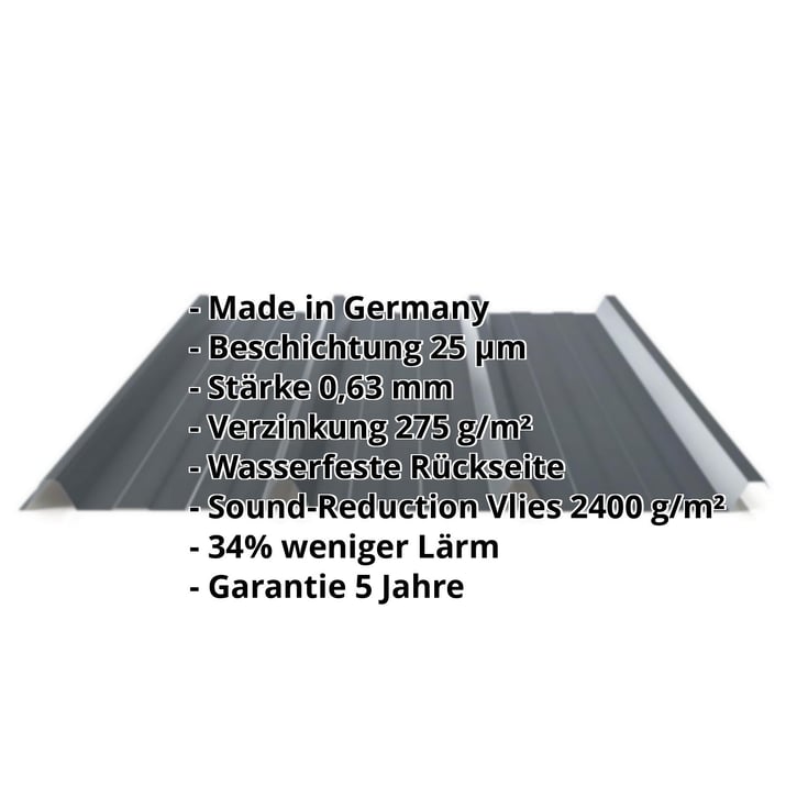 Trapezblech 45/333 | Dach | Anti-Tropf 2400 g/m² | Stahl 0,63 mm | 25 µm Polyester | 7016 - Anthrazitgrau #2