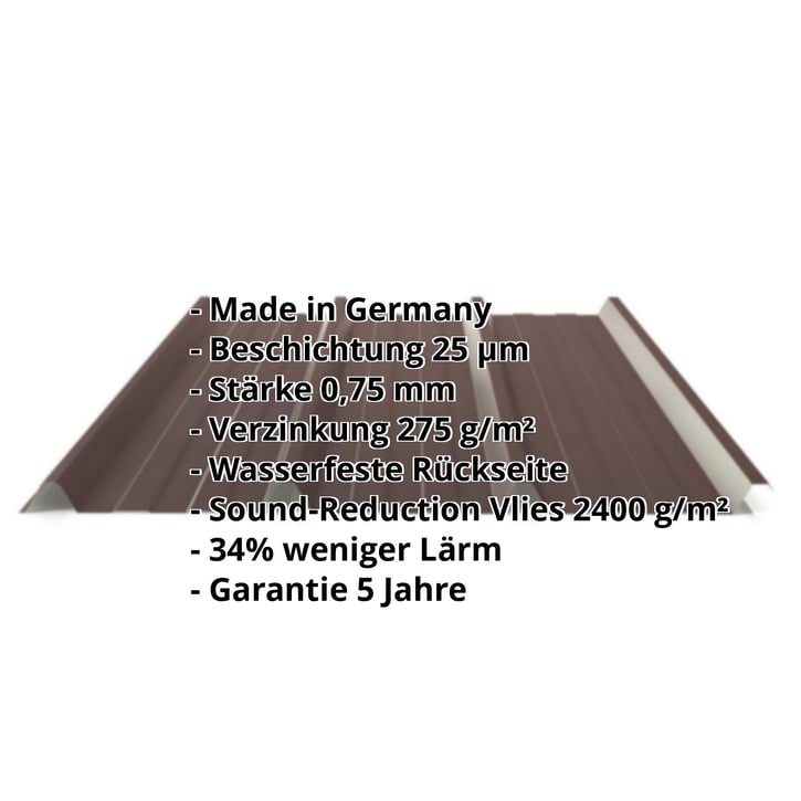 Trapezblech 45/333 | Dach | Anti-Tropf 2400 g/m² | Stahl 0,75 mm | 25 µm Polyester | 8017 - Schokoladenbraun #2