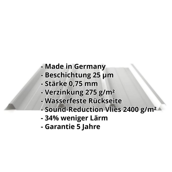 Trapezblech 45/333 | Dach | Anti-Tropf 2400 g/m² | Stahl 0,75 mm | 25 µm Polyester | 9006 - Weißaluminium #2