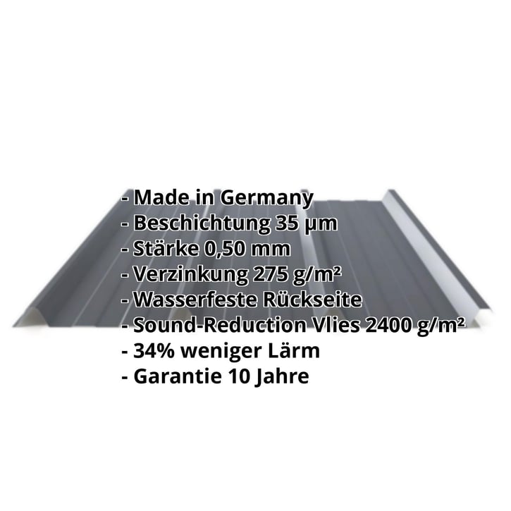 Trapezblech 45/333 | Dach | Anti-Tropf 2400 g/m² | Stahl 0,50 mm | 35 µm Mattpolyester | 23 - Dunkelgrau #2