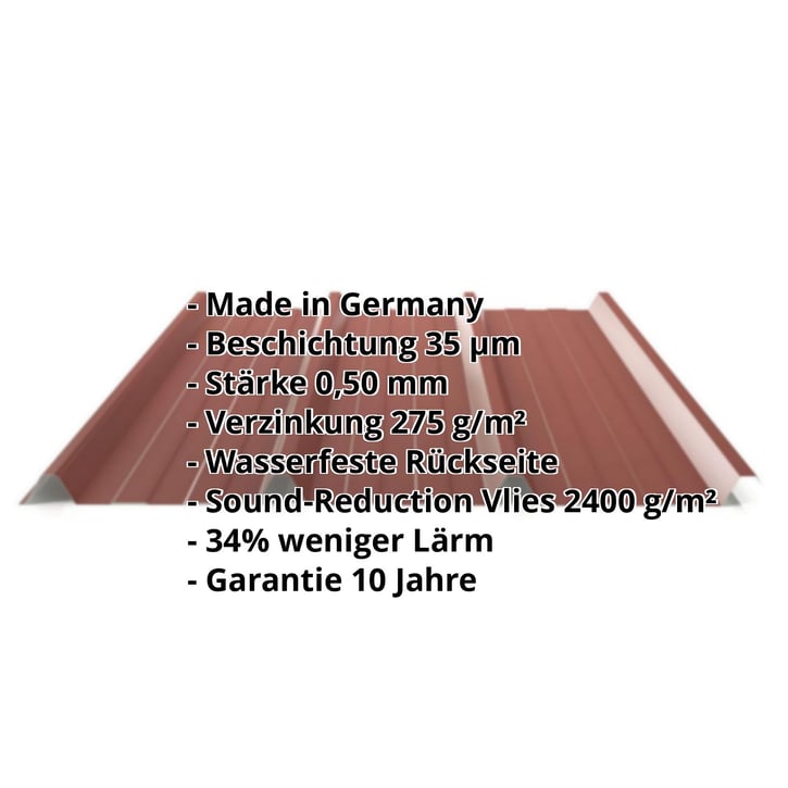 Trapezblech 45/333 | Dach | Anti-Tropf 2400 g/m² | Stahl 0,50 mm | 35 µm Mattpolyester | 29 - Rot #2