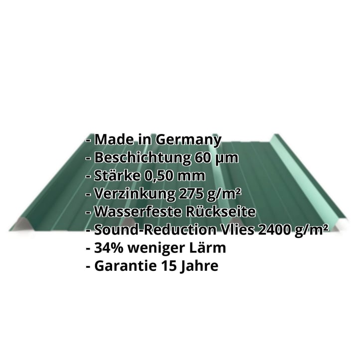 Trapezblech 45/333 | Dach | Anti-Tropf 2400 g/m² | Stahl 0,50 mm | 60 µm TTHD | 6005 - Moosgrün #2