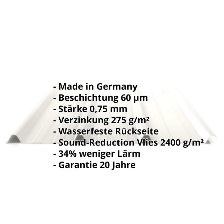 Trapezblech 45/333 | Dach | Anti-Tropf 2400 g/m² | Stahl 0,75 mm | 60 µm Puramid | 9002 - Grauweiß #2