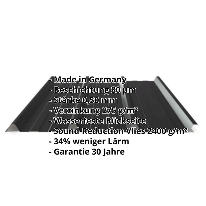 Trapezblech 45/333 | Dach | Anti-Tropf 2400 g/m² | Stahl 0,50 mm | 80 µm Shimoco | 9005 - Tiefschwarz #2