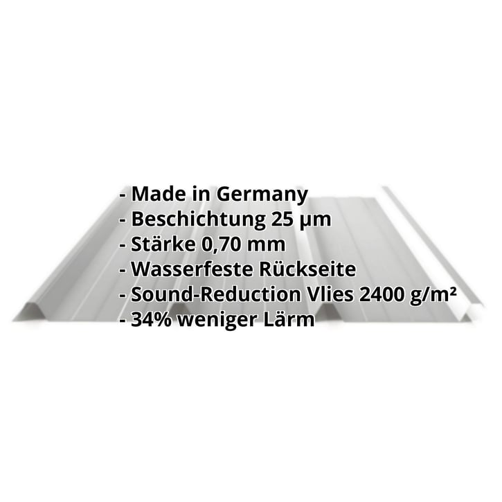 Trapezblech 45/333 | Dach | Anti-Tropf 2400 g/m² | Aluminium 0,70 mm | 25 µm Polyester | 9006 - Weißaluminium #2