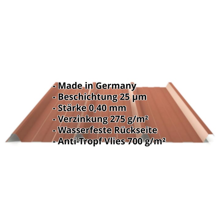 Trapezblech 45/333 | Dach | Anti-Tropf 700 g/m² | Sonderposten | Stahl 0,40 mm | 25 µm Polyester | 8004 - Kupferbraun #2