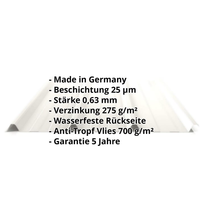 Trapezblech 45/333 | Dach | Anti-Tropf 700 g/m² | Stahl 0,63 mm | 25 µm Polyester | 9002 - Grauweiß #2