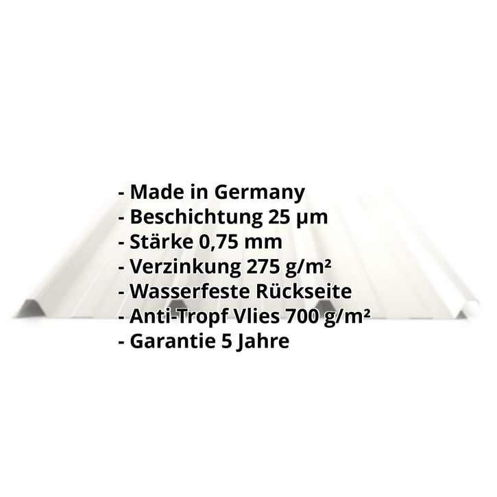 Trapezblech 45/333 | Dach | Anti-Tropf 700 g/m² | Stahl 0,75 mm | 25 µm Polyester | 9002 - Grauweiß #2